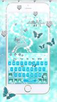 Turquoise Diamond Paris Butterfly Keyboard Affiche