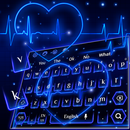 Thème de clavier coeur coeur bleu néon APK