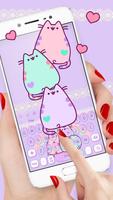 Purple Cute Kitty keyboard 포스터