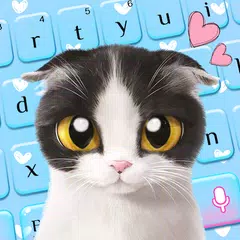 Скачать Blue Cute Kitty keyboard APK
