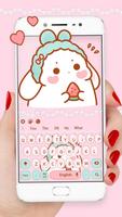 Pink Cute rabbit keyboard Affiche