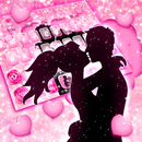 Pink Love Couple Heart Rose Keyboard APK