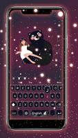 Girl and black bear keyboard theme Affiche