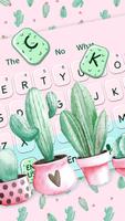 Cute Cartoon Cactus keyboard Affiche