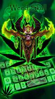 Green Weed Neon Skull Keyboard Affiche