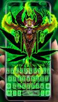 برنامه‌نما Green Weed Neon Skull Keyboard عکس از صفحه