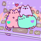 Cuteness Cartoon Pusheen Cat Keyboard Theme ikon