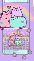 Cuteness Cartoon Pusheen Cat Keyboard Theme ảnh chụp màn hình 1