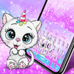 Cute Glitter Unicorn Cat Keyboard Theme