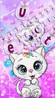 Cute Glitter Unicorn Cat Keyboard Theme-poster