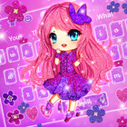 Cute Purple Glitter Girl Keyboard Theme ไอคอน