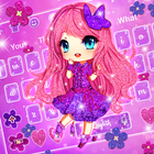 Cute Purple Glitter Girl Keyboard Theme ícone