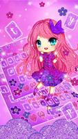 Cute Purple Glitter Girl Keyboard Theme penulis hantaran