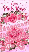Live Pink Rose Keyboard Theme Affiche