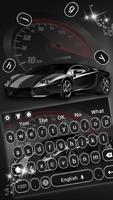 Luxury black sports car keyboard الملصق