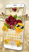 Luxurious Golden Rose Keyboard تصوير الشاشة 2