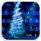 Blue Neon Christmas Tree Keyboard icône