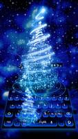 Blue Neon Christmas Tree Keyboard Affiche