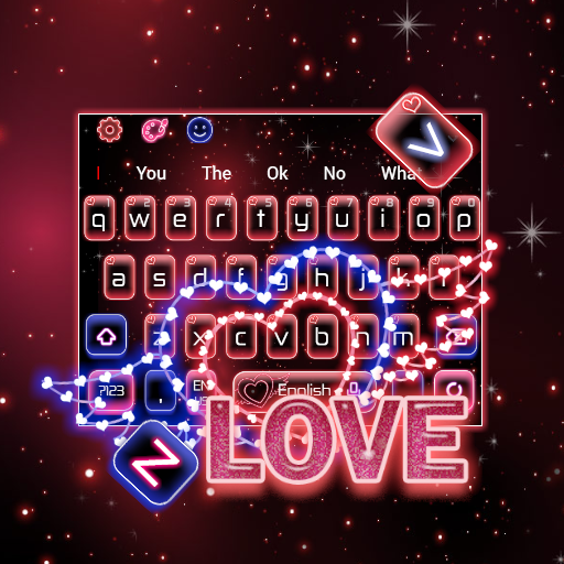Neon Love Heart Keyboard Key