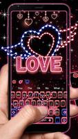 Neon Love Heart Keyboard Theme penulis hantaran