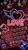 Neon Love Heart Keyboard Theme syot layar 1