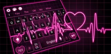 Neon Pink Love Heart Keyboard