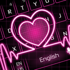 Neon Pink Love Heart Keyboard ไอคอน