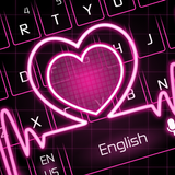 Neon Pink Love Heart Keyboard أيقونة