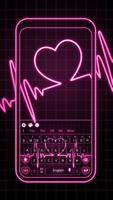 Neon Pink Love Heart Keyboard ポスター