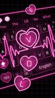 Neon Pink Love Heart Keyboard captura de pantalla 1