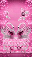 Luxurious Diamond Lover Swan Keyboard Affiche