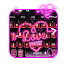 Sparkling Neon Purple Hearts Light Keyboard иконка