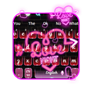 Sparkling Neon Purple Hearts Light Keyboard APK