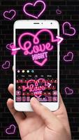 Sparkling Neon Purple Hearts Light Keyboard постер