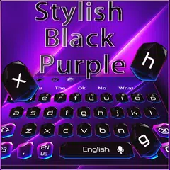 Скачать Stylish Black Purple Keyboard APK