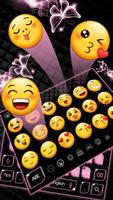 Pink Black Butterfly Keyboard Theme imagem de tela 2