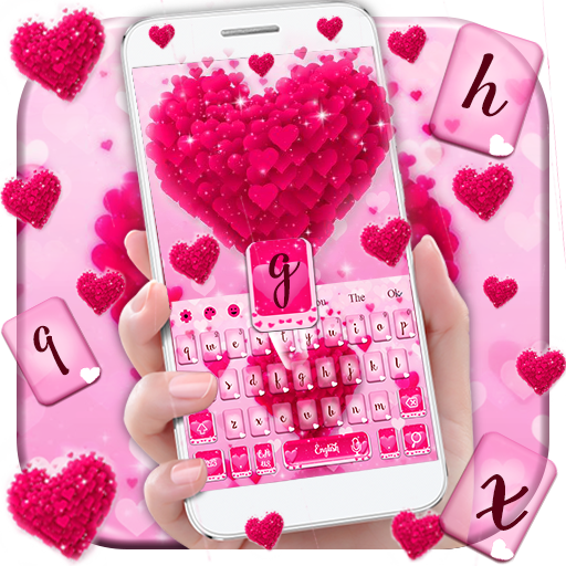 Pink Love Heart Keyboard Theme