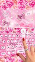 Pink Rose Diamond Keyboard Theme screenshot 1