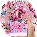 Pink Roses Flowers Butterflies Keyboard aplikacja