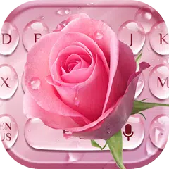 Скачать Pink Rose Water Drop Keyboard APK