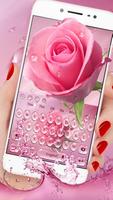 Pink Rose Water Drop Keyboard Affiche
