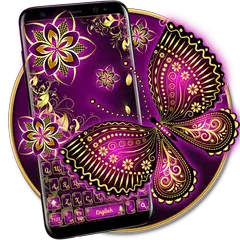 Purple Gold Butterfly Keyboard APK Herunterladen