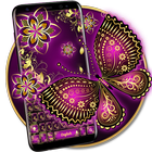 Clavier papillon violet or icône