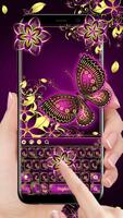 Purple Gold Butterfly Keyboard plakat