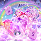 Colorful Rainbow Unicorn Keyboard Theme icono