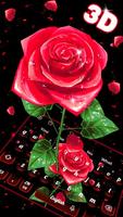 3D Red Rose Petal Keyboard Theme Affiche