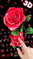 3D Red Rose Petal Keyboard Theme capture d'écran 1