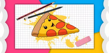 How to draw cute food by steps