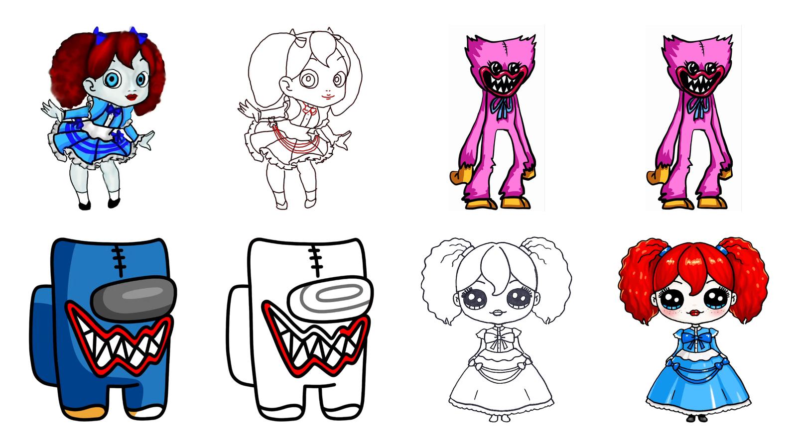 HOW TO DRAW POPPY PLAYTIME, HORROR GAME, STEP BY STEP