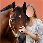 Horse With Girl Photo Suit icône